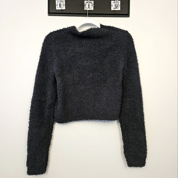 AE Fuzzy Mock Neck Cropped Sweater - Picture 1 of 5